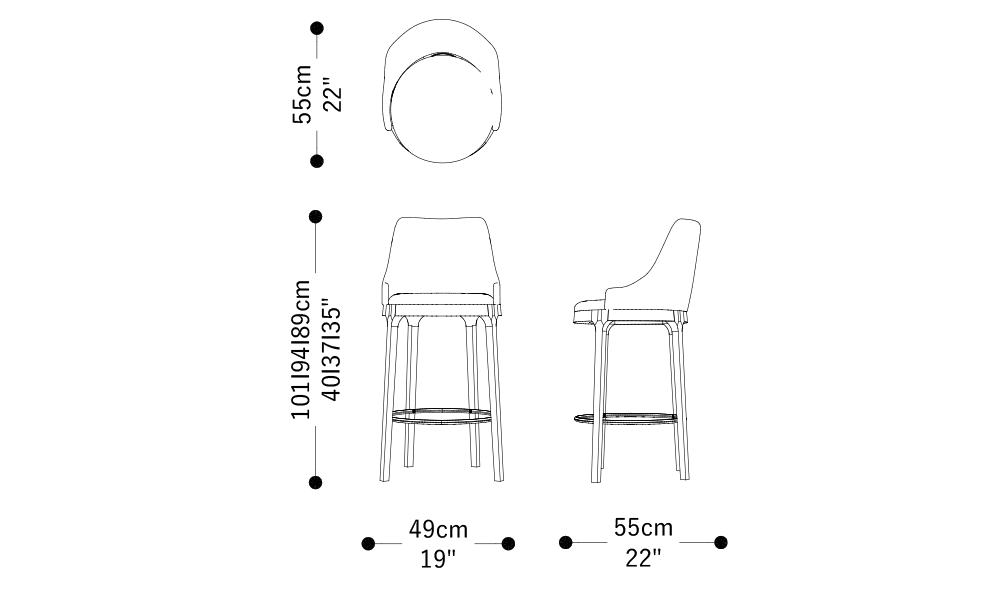 Image of the main dimensions of the product